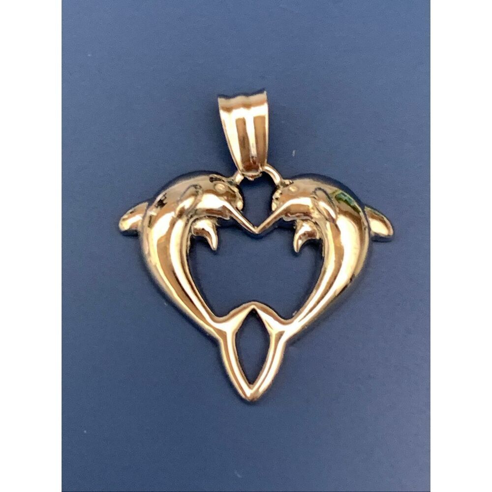 .925 Dolphins Heart Shaped Sterling Silver Jewelry Charm #beach #heart